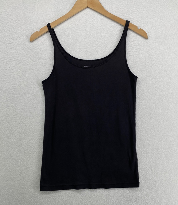 Eileen Fisher Tops - EILEEN FISHER Tank Top M Organic Cotton Ribbed Jersey Cami Slim Scoop Neck Black